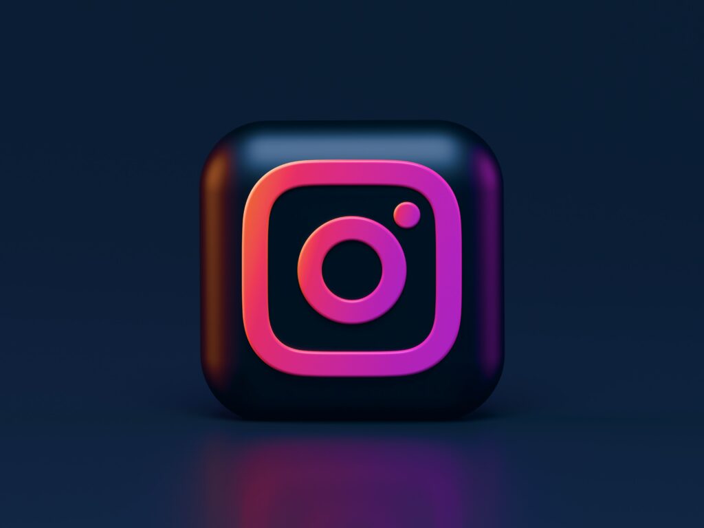 Instagram logo on a black background. Digiboost is the best option for your SEO strategy.